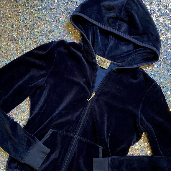 Juicy Couture Tops - 🪼[ Juicy Couture ]Classic Navy Blue Velour Tack Jacket